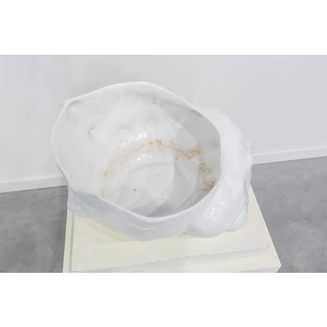 White Shell Shaped Ceramic Pot, 1960s For Sale - Image 6 of 8