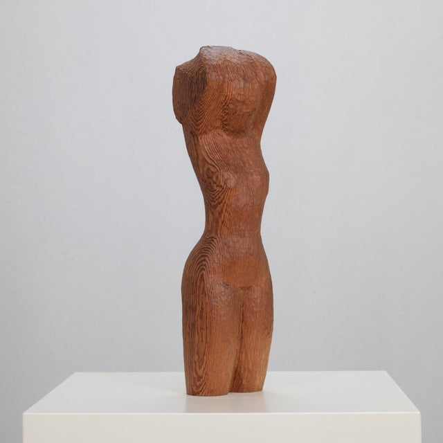 J. Limperg, Woman in Chains Hand-Carved Torso Sculpture, 1970s, Pine For Sale - Image 10 of 10