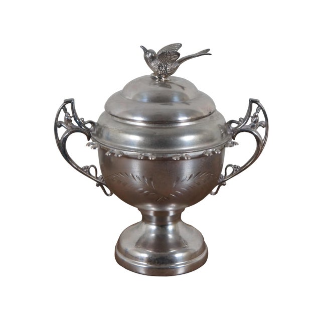 Antique turn of the century 13 piece Caviar Server, Souffle and hanging spoon set, featuring a trophy urn style bowl with...