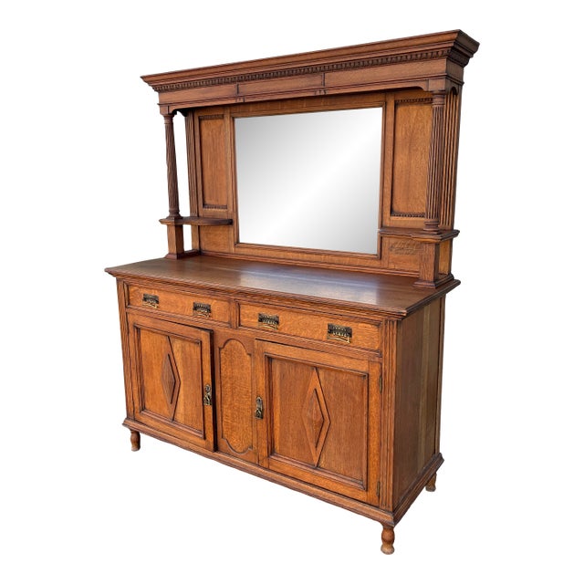 Antique Arts and Crafts Quartersawn Oak Sideboard Buffet For Sale