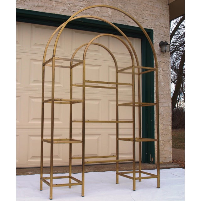 Vintage Arched Brass & Glass Etagere Chairish