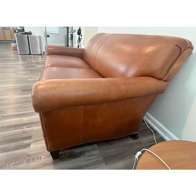Early 21st Century Hancock & Moore Brown Leather Sofa With Nailheads For Sale - Image 5 of 5