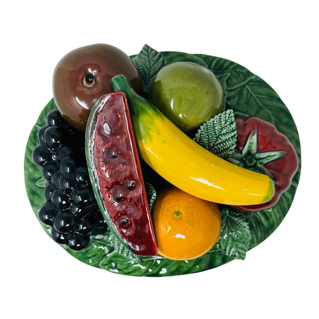 Mid-Century Modern Vintage Portuguese Secla Majolica Fruit Topiary Basket Tureen For Sale - Image 3 of 18