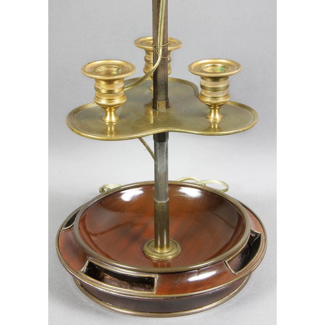 Empire Style Mahogany and Brass Mounted Bouillotte Lamp by Jansen, Paris For Sale - Image 4 of 6