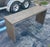 A striking 1980s vintage modern console table fully clad in textured faux shagreen panels with a sophisticated grey tonal...