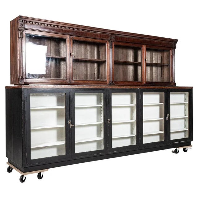 Large English Glazed Apothecary Wall Cabinet in Mahogany, 1870 For Sale - Image 14 of 14