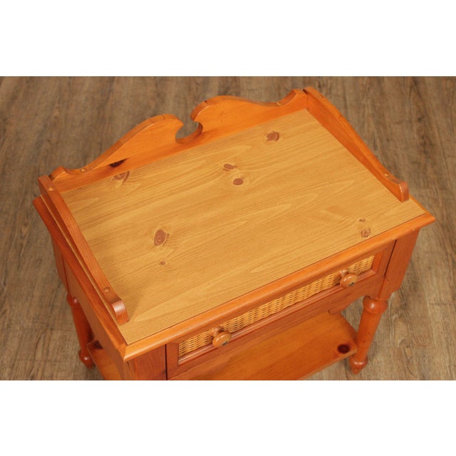 Stanley Furniture Stanley Furniture Pine and Wicker Side Table Nightstand For Sale - Image 4 of 18