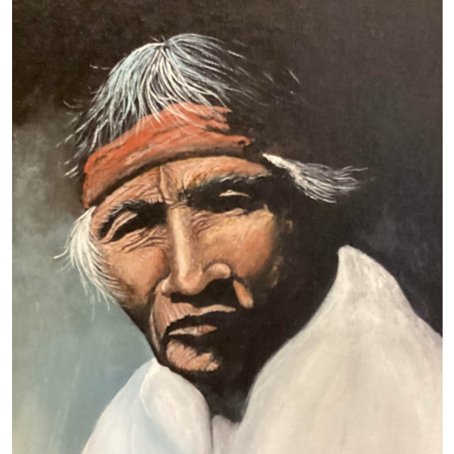This portrait of an elder is unsigned. Image 14” x 18”. Native American artists did not start signing their work until the...