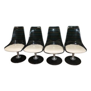 Space Age Acrylic Glass Tulip Swivel Chairs from Chromcraft, USA, 1970s, Set of 4 For Sale