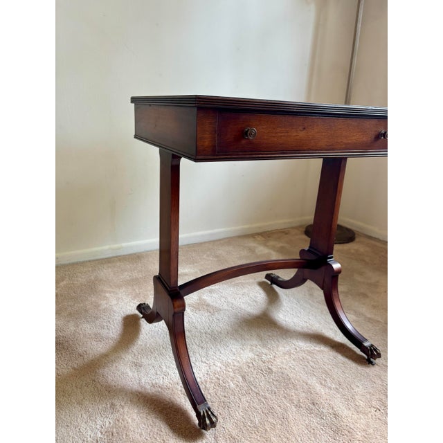Vintage Dark Wood Side Tables With Rolling Brass Claw Wheels For Sale - Image 4 of 12