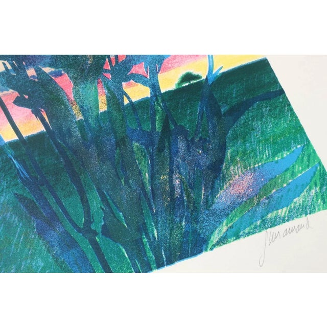 Contemporary Guiramand Original Lithograph Flowers With 3 Horses Signed & Numbered For Sale - Image 3 of 3