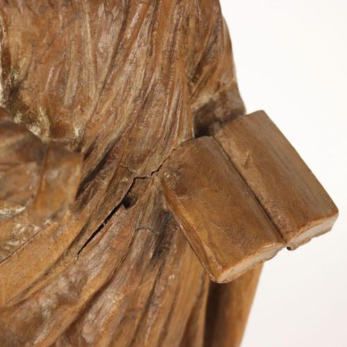 Figure of Philosopher Wooden Sculpture For Sale - Image 5 of 7
