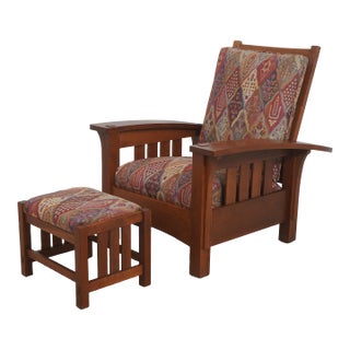 Stickley Mission Cherry Morris Chair & Ottoman For Sale