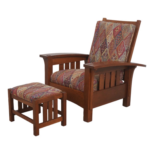 Stickley Mission Cherry Morris Chair & Ottoman For Sale