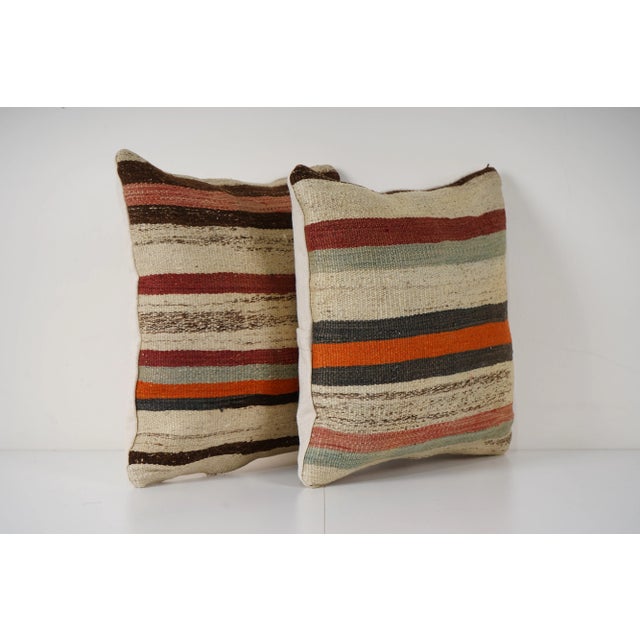 Turkish Hemp Kilim Pillow Covers, Set of 2 Elevate your home decor with these exquisite 16"" x 16"" pillow covers crafted...