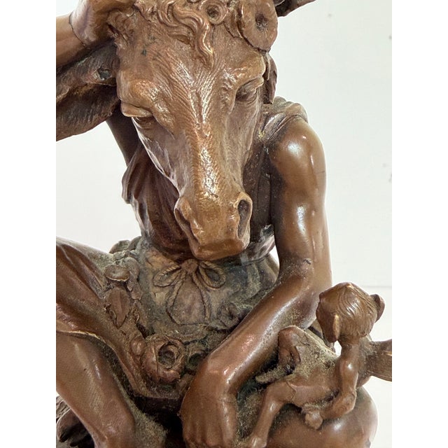 Vintage Bronze Nick Bottom From Shakespeare’s “A Midsummer Night’s Dream” on Marble Pedestal For Sale - Image 9 of 12