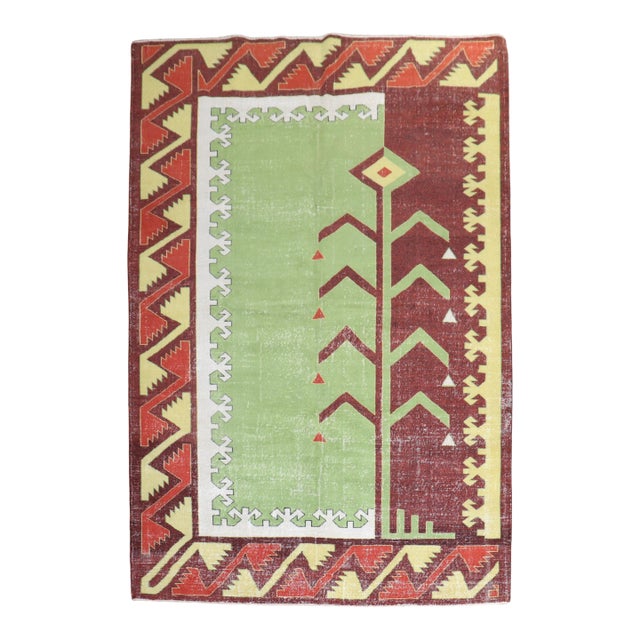Zabihi Collection Eclectic Turkish Deco Zeki Muren Rug - 6'9" x 9'6" For Sale