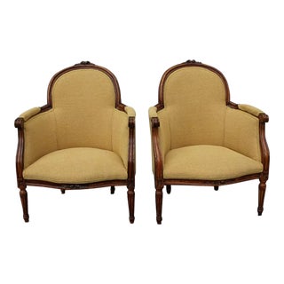 19th Century Pair of French Louis XVI Beech Wood Living Room Chairs, New Upholstery For Sale