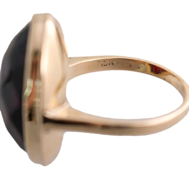 Mid 20th Century Mid 20th Century Faceted Red Amber Ring, Size 9.5 For Sale - Image 5 of 5