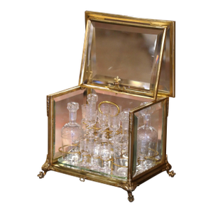 19th Century French Napoleon III Gilt Bronze and Glass Complete "Cave à Liqueur"- 22 Pieces