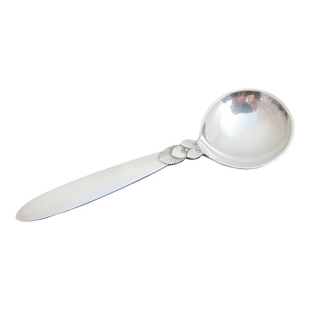 Georg Jensen Denmark Sterling Silver Cactus 6 1/4" Bouillon Soup Cream Spoon For Sale