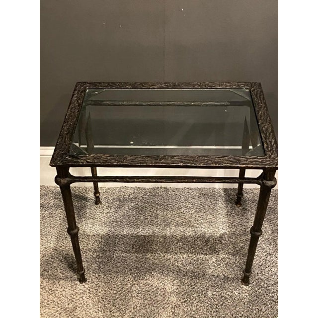 Modern 1970s Diego Giacometti Style Brutalist Bronze Side Table For Sale - Image 3 of 10