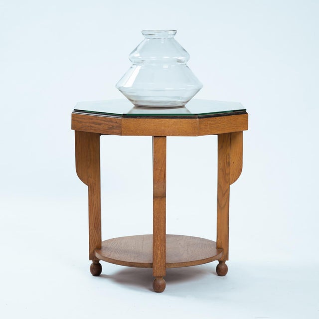 1920s Dutch Art Deco Octagonal Side Table in Oak, 1920s For Sale - Image 5 of 18
