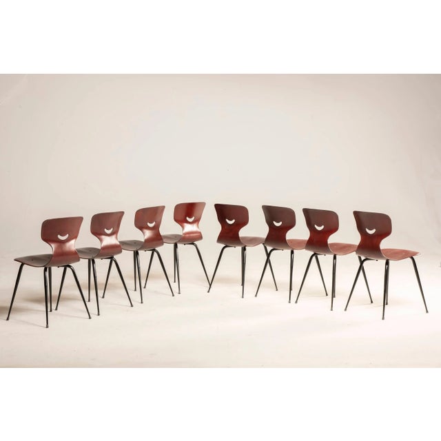 Danish Dark Plywood Shaped Chairs, 1960s, Set of 8 For Sale - Image 3 of 12