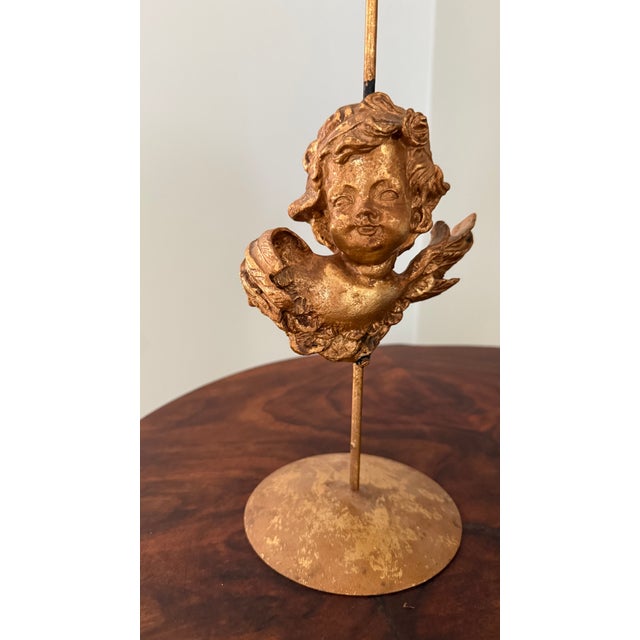 Vintage Hollywood Regency Style Gilt Cherub Taper Candle Holder For Sale - Image 4 of 7