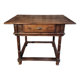 French Rustic Oak Table with Drawer, Late 18th-Early 19th Century For Sale