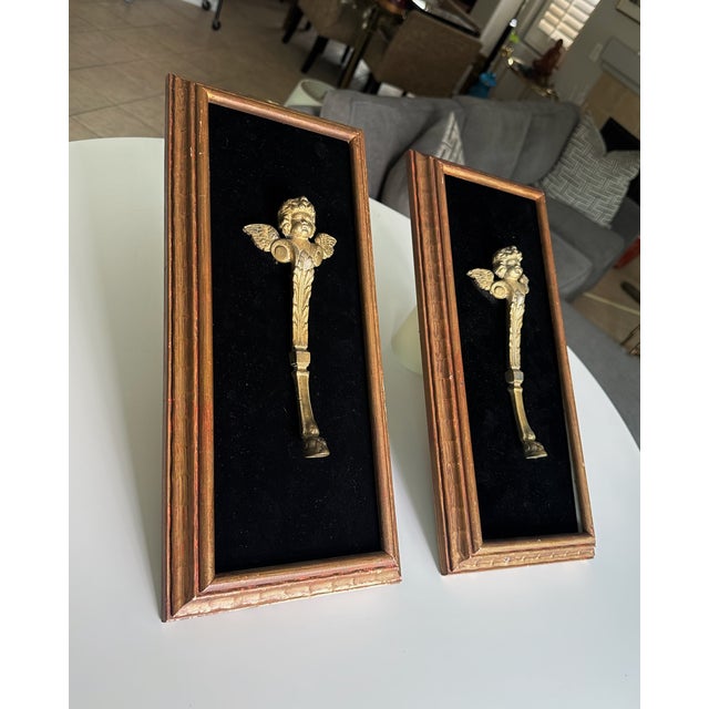 Late 19th Century Pair French Gilt Bronze Angle Wing Architectural Fragment Framed For Sale - Image 5 of 16