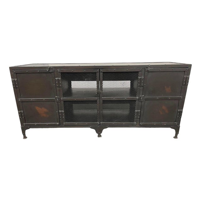 Restoration Hardware Industrial Metal Sideboard/Credenza - Modern Storage Cabinet For Sale