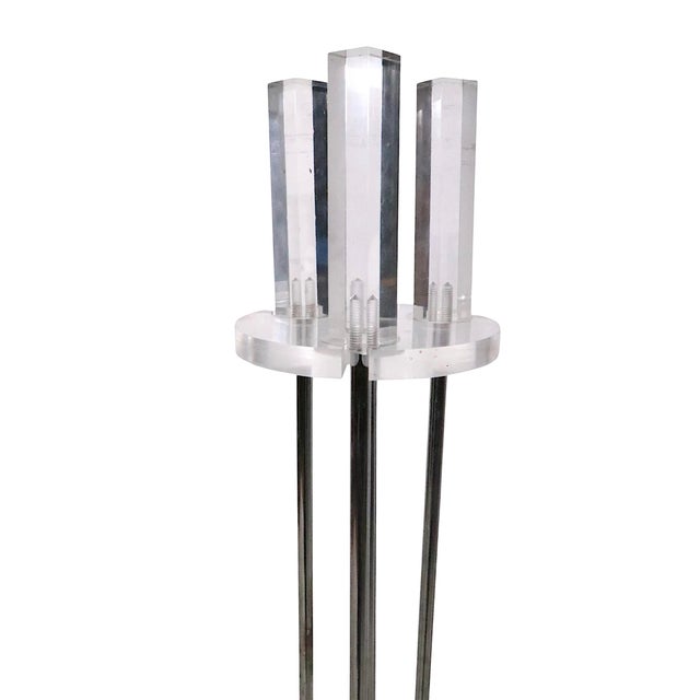 Mid 20th Century Vintage Lucite and Chrome Fireplace Tool Set For Sale - Image 5 of 9