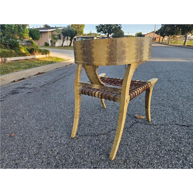 Klismos Lizard Skin Leather Chair Scala Style For Sale - Image 9 of 14