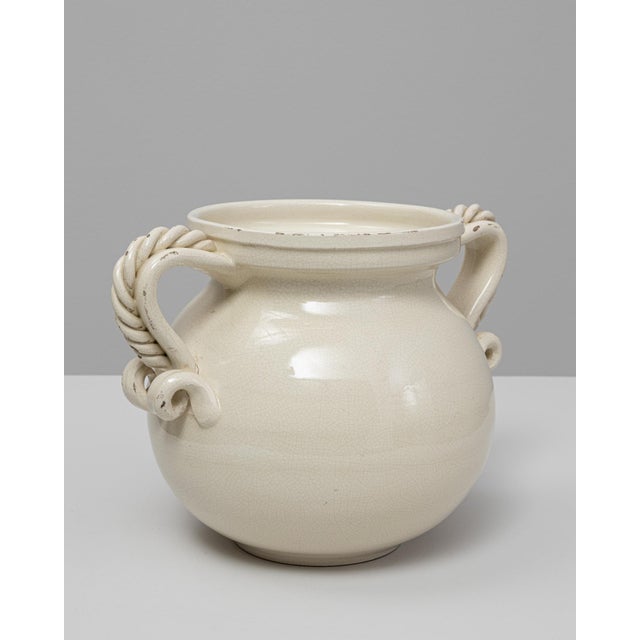 Mid 20th Century 20th Century Italian White Ceramic Vase With Handles For Sale - Image 5 of 18