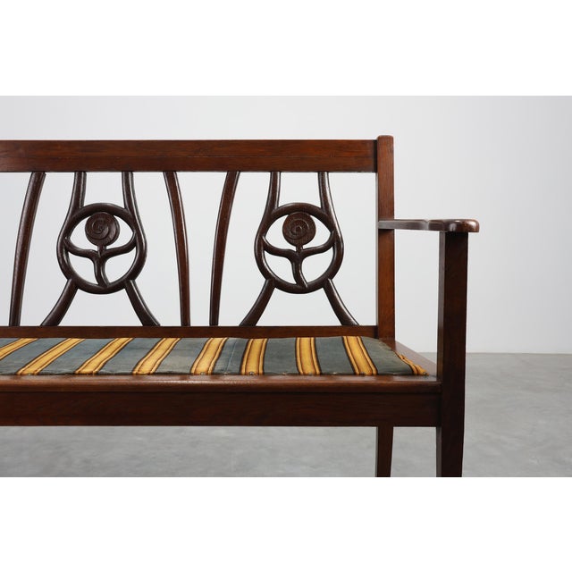 Vintage Art Deco Belgian Bench in Oak, 1920s For Sale - Image 3 of 14