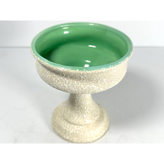 American MCM California Originals Pottery Compote: Turquoise & Beige, 1964 For Sale - Image 3 of 9