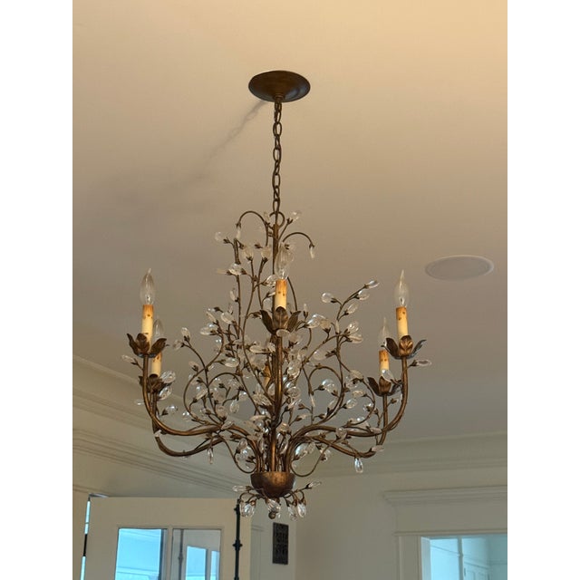 Vintage approximately 2006 Currey & Company Crystal Bud Chandelier, Medium. This style is still available today! 6 lights,...