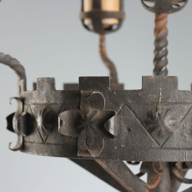 Antique Italian Torchère in Wrought Iron with Twisted Serpent, 1800s For Sale - Image 5 of 9
