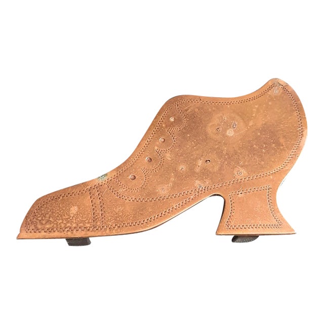 Vintage Brass French Match Holder Shoe Boot For Sale