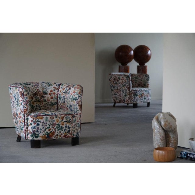 Set of Mid-Century Danish Curved Club Chairs in the Style of Viggo Boesen, 1940s For Sale - Image 3 of 16