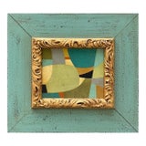 Contemporary Abstract Oil Painting in Vintage Blue Painted Frame For Sale