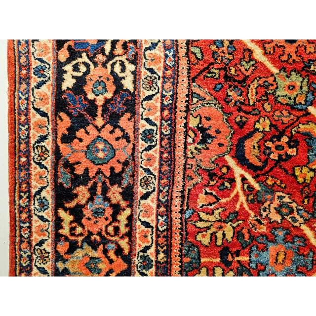 Persian Antique Persian Mahal Sultanabad Rug, Hand-Knotted Wool, Geometric Pattern, 9x13, Red & Navy For Sale - Image 3 of 18