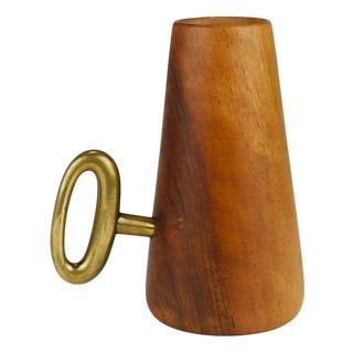 Mid-Century Straw Holder & Corkscrew in Walnut & Brass attributed to Carl Auböck, Austria, 1950 For Sale