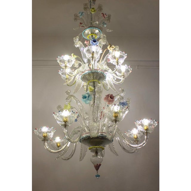Glass Murano Glass Chandelier, 1970s For Sale - Image 7 of 14