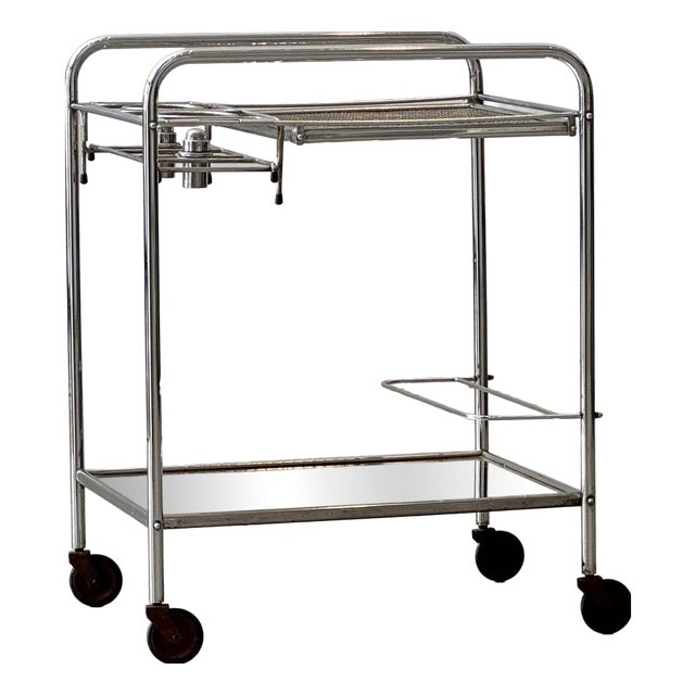French Art Deco Bar Trolley with Removable Oil Lamps, 1940s For Sale