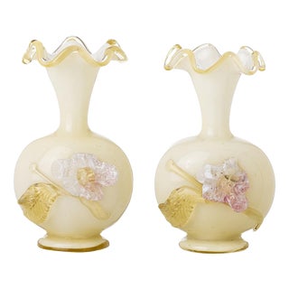 Glass and Crystal Vases, 19th Century, Set of 2 For Sale