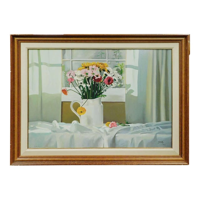 Thomas Stiltz "The White Pitcher" Flower H. Signed W/Custom Frame For Sale