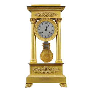 Large Restauration Gilt Bronze Portico Clock