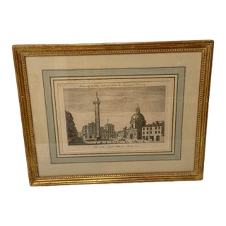 18th C. Antique Copperplate Engraving "View of Trajan's Pillar at Rome" - Framed Folio Print For Sale